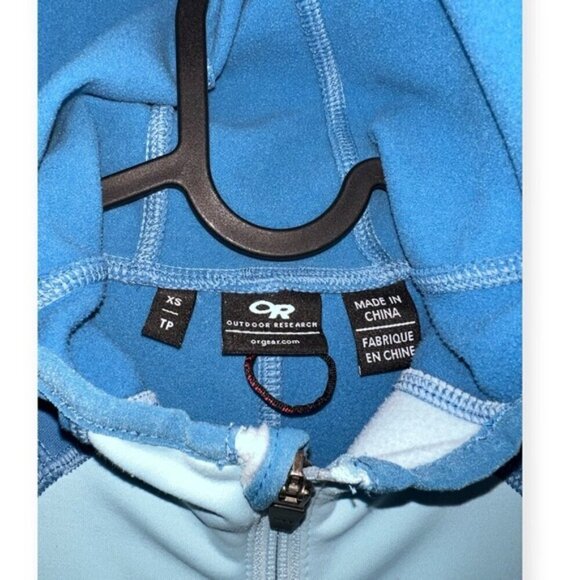 Outdoor Research Full Zip Fleece two tone warm Hoodie blue active thumb hole XS - Picture 3 of 6